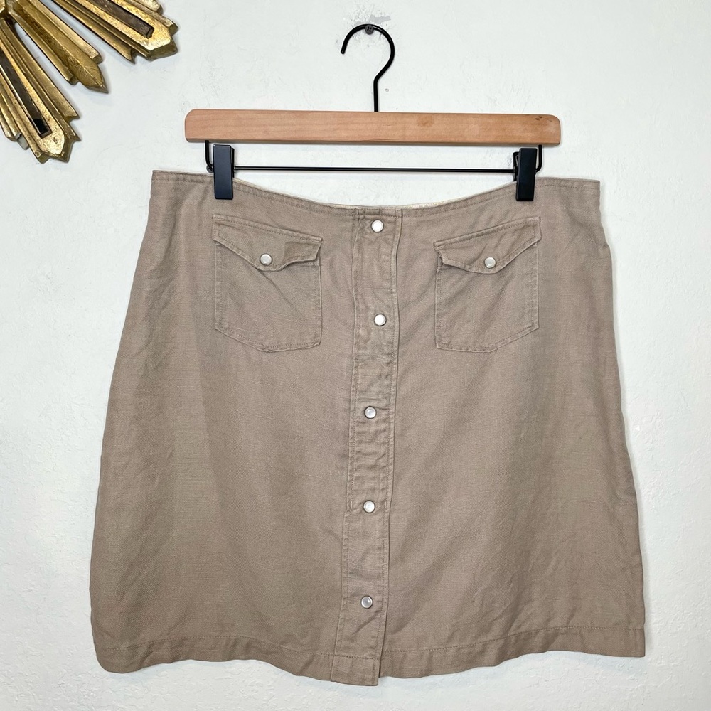 Horny Toad Linen Blend Button Down Mini Skirt